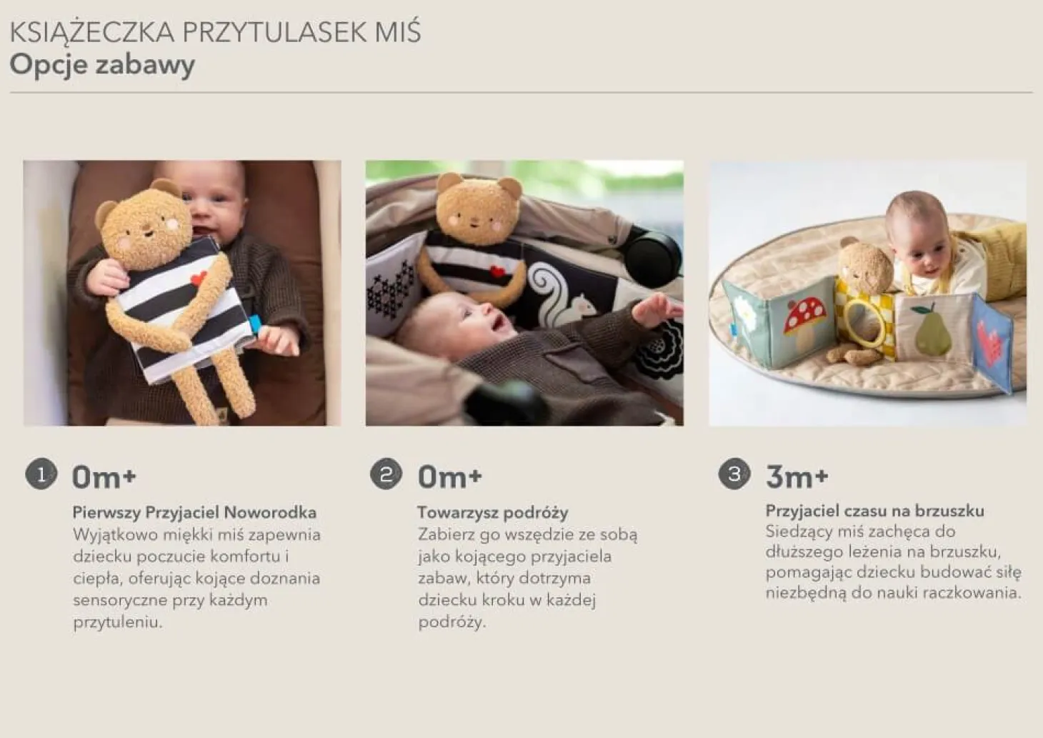 Dwustronna książeczka sensoryczna - przytulny miś