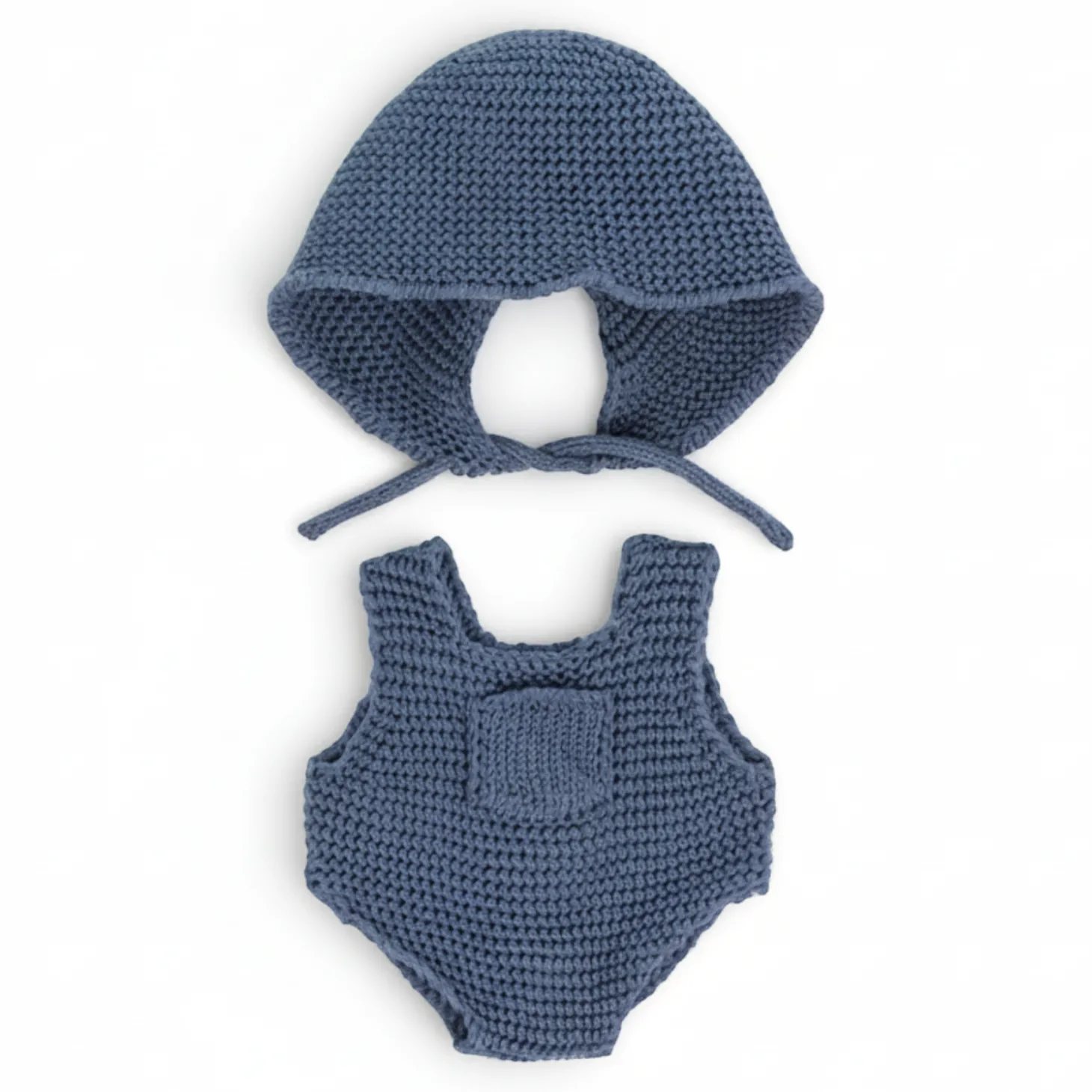 Dzianinowy zestaw dla lalki 21cm - Rompers z czapką Miniland