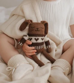 Dziergany królik z wełny alpaki - dark mocha jaquard sweater
