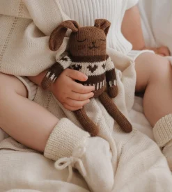 Dziergany królik z wełny alpaki - dark mocha jaquard sweater