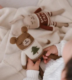 Dziergany miś z wełny alpaki - Christmas sweater