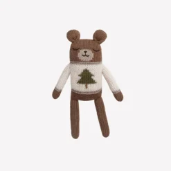 Dziergany miś z wełny alpaki - Christmas sweater