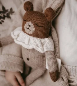 Dziergany miś z wełny alpaki - oat pyjamas