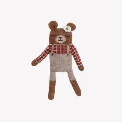 Dziergany miś z wełny alpaki - sienna plaid shirt
