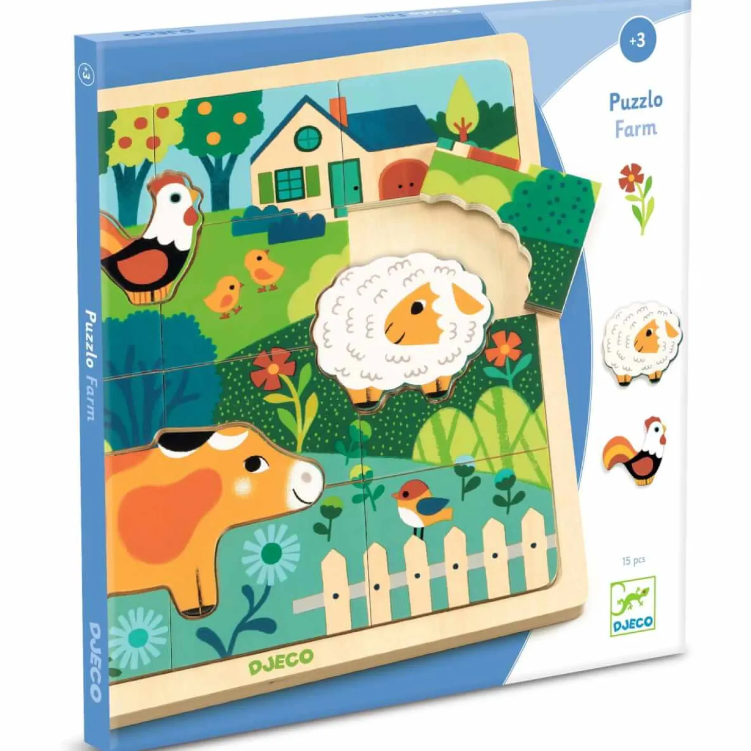 Edukacyjne puzzle drewniane FARMA