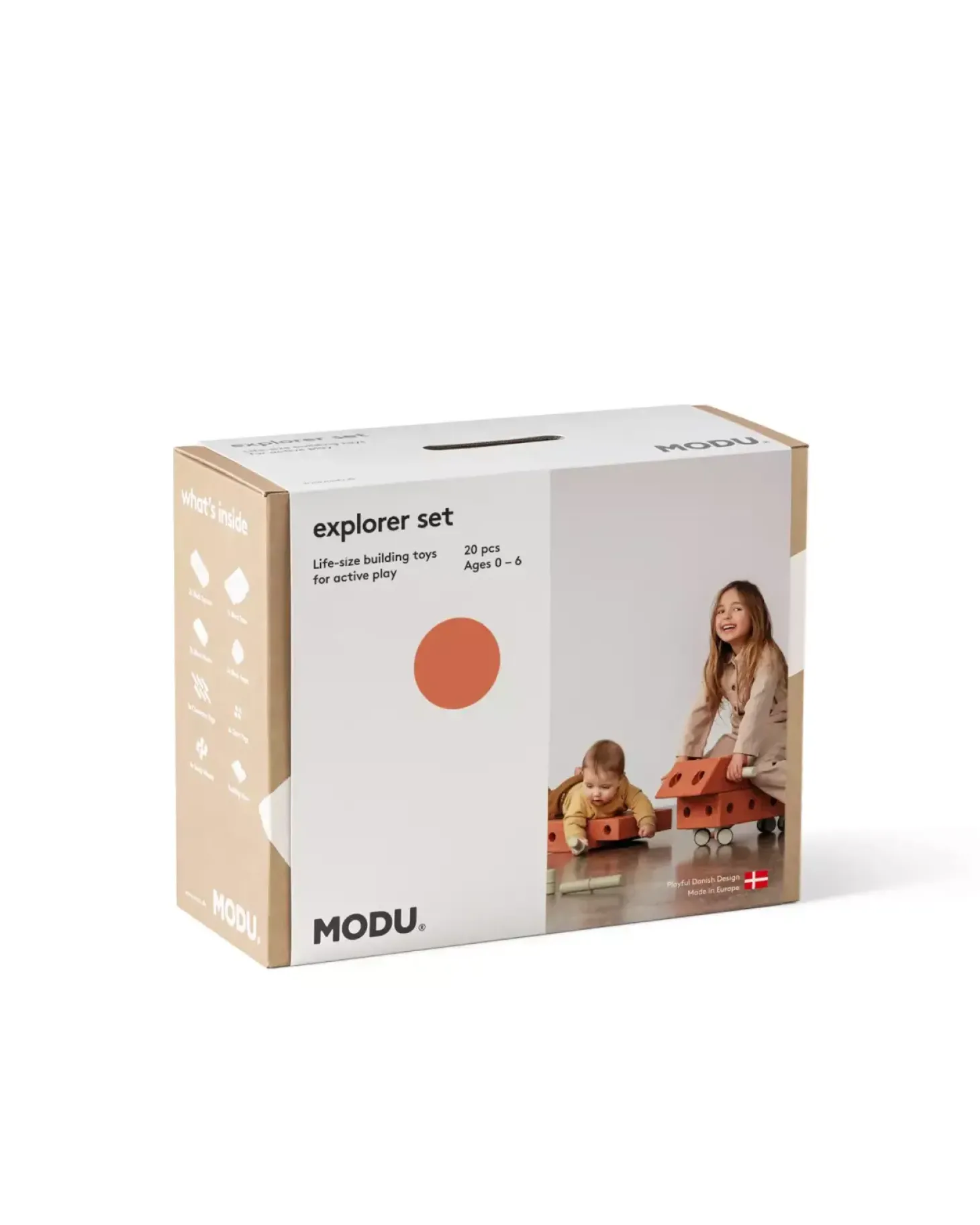 Explorer set - Kreatywne klocki rozwijające motorykę dużą: Burnt Orange, Dusty Green 8w1