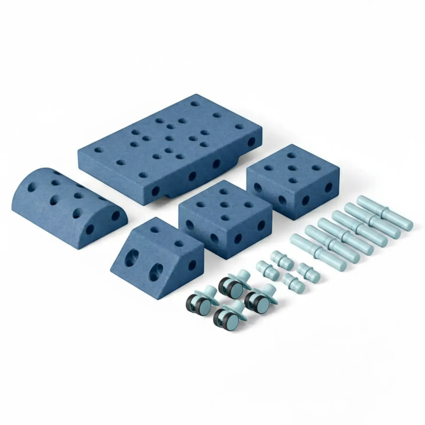 Explorer set - Kreatywne klocki rozwijające motorykę dużą: Deep blue, Sky blue 8w1