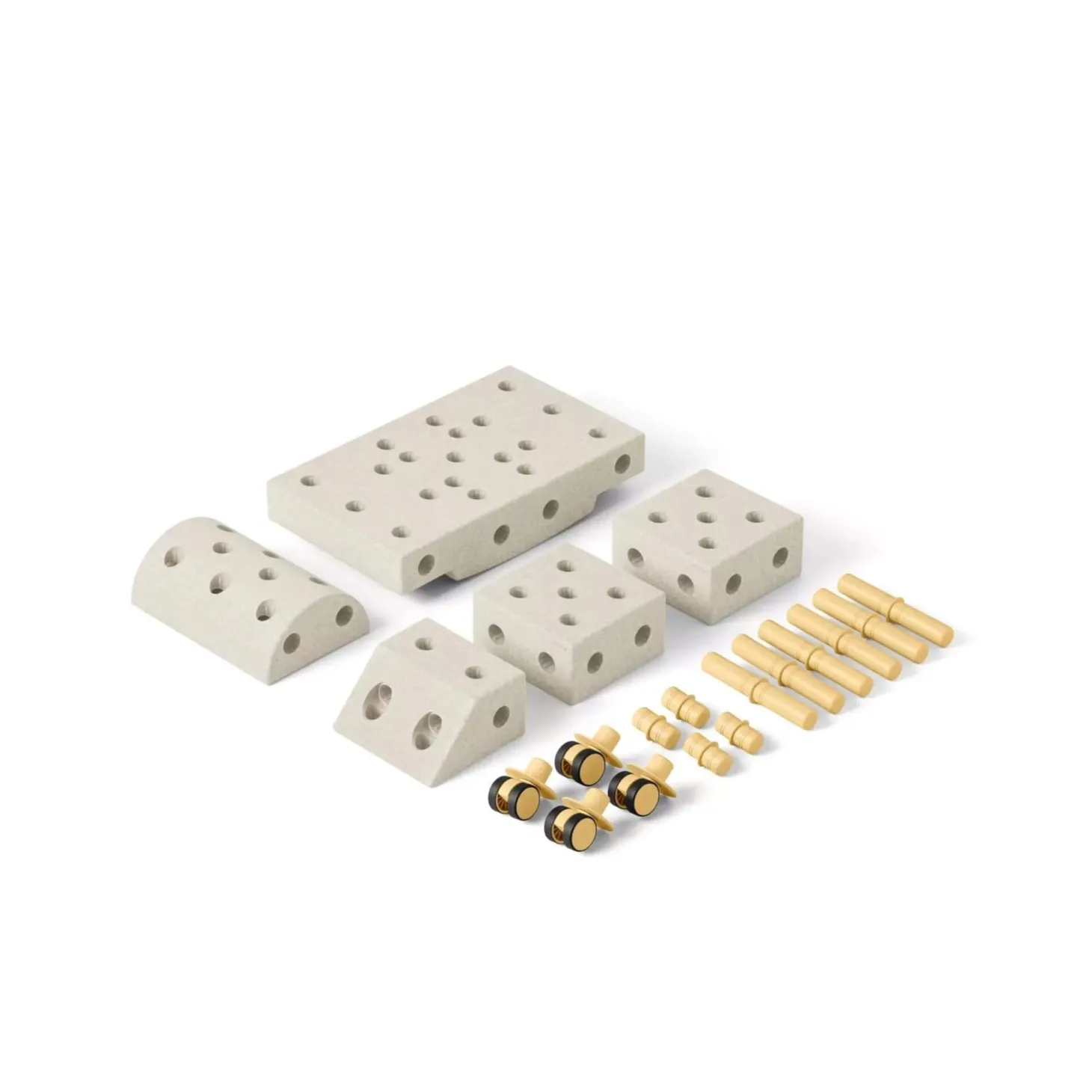 Explorer set - Kreatywne klocki rozwijające motorykę dużą: Sand Grey, Honey Yellow 8w1