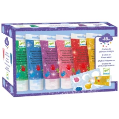 Farby do malowania palcami brokatowe, 6x 75 ml