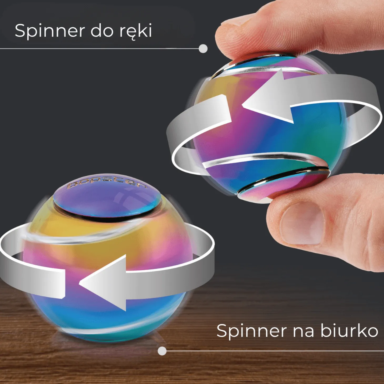 Fidget Spinner, Spin Ball - Wielokolorowy, Metaliczny