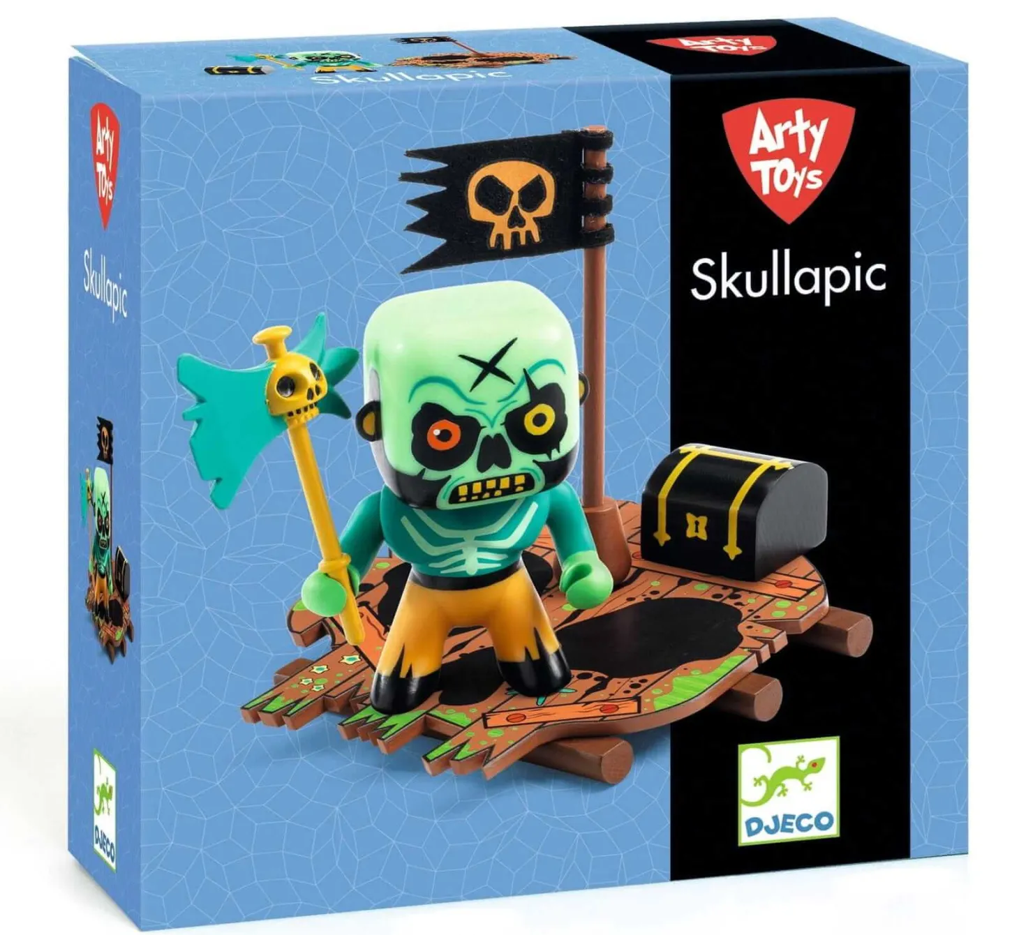 Figurka pirata Skullapic z tratwą i skarbem
