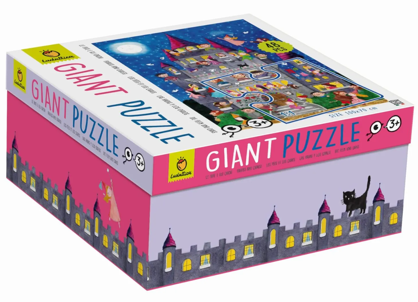 GIGANT PUZZLE – puzzle podłogowe – ZAMEK Z WRÓŻKAMI I ORKAMI