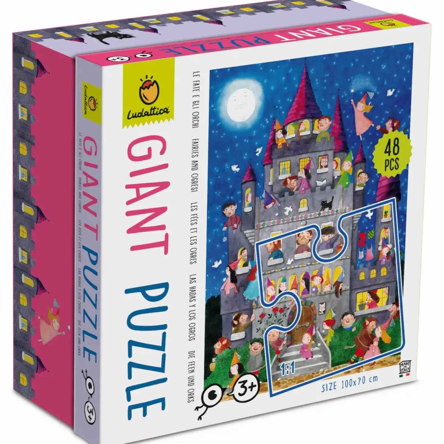 GIGANT PUZZLE – puzzle podłogowe – ZAMEK Z WRÓŻKAMI I ORKAMI
