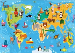 GIGANT PUZZLE - puzzle podłogowe - MAPA ZWIERZĘTA ŚWIATA