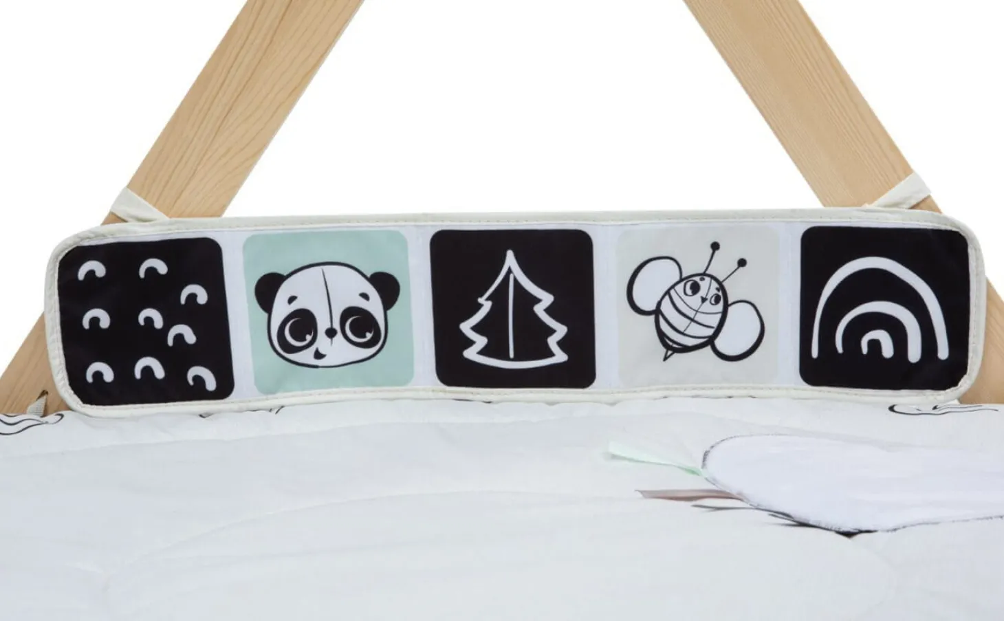 Gimnastyka, mata edukacyjna z drewnianym stojakiem Decor Luxe - czarno-biała