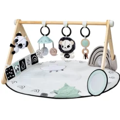 Gimnastyka, mata edukacyjna z drewnianym stojakiem Decor Luxe - czarno-biała