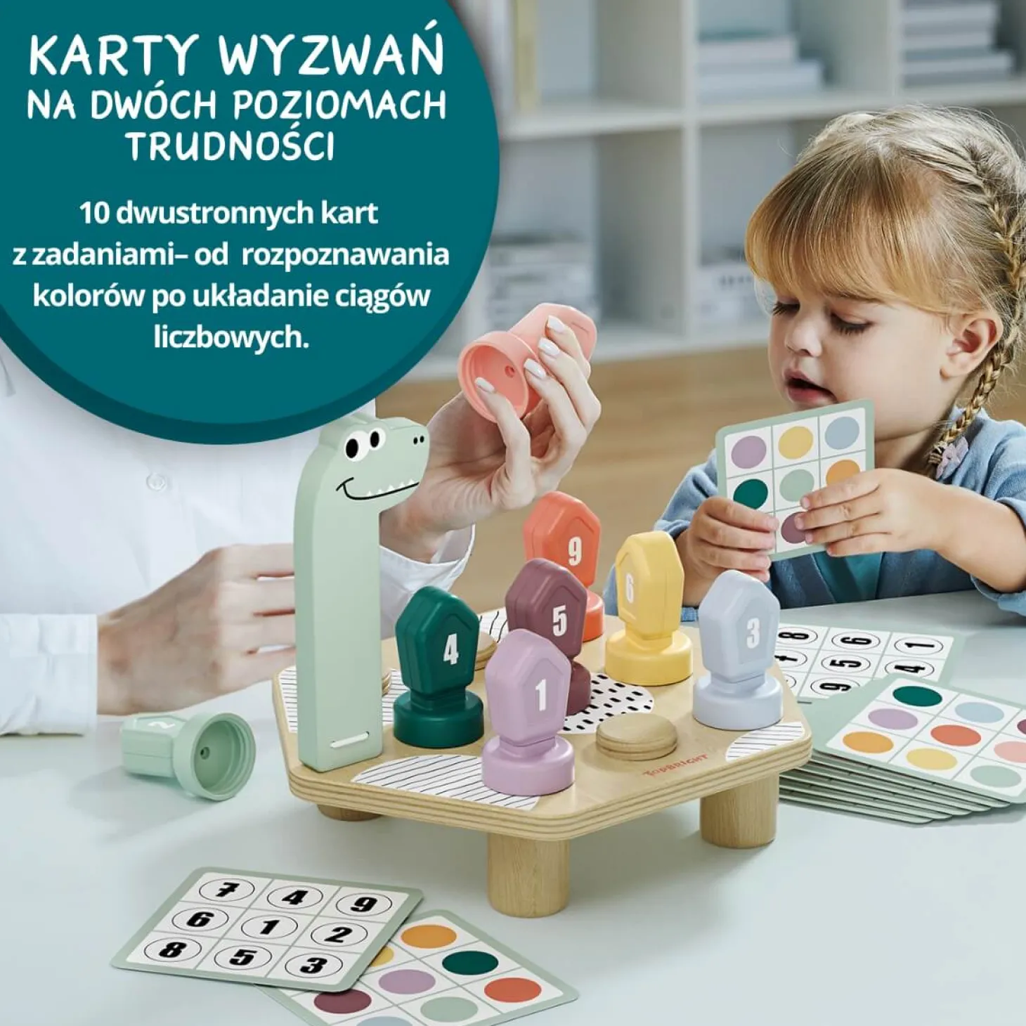 Gra do nauki kolorów i liczb Dino, 36m+
