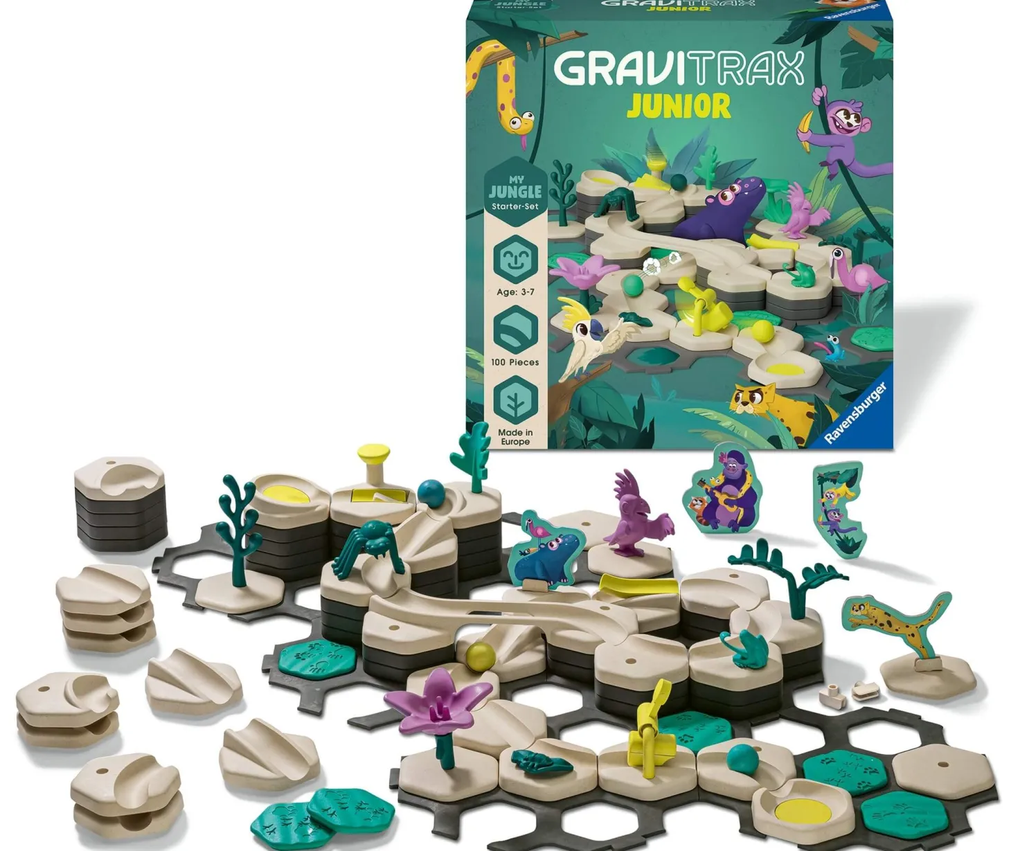 GraviTrax JUNIOR. Zestaw Startowy L - Dżungla, 100 el.