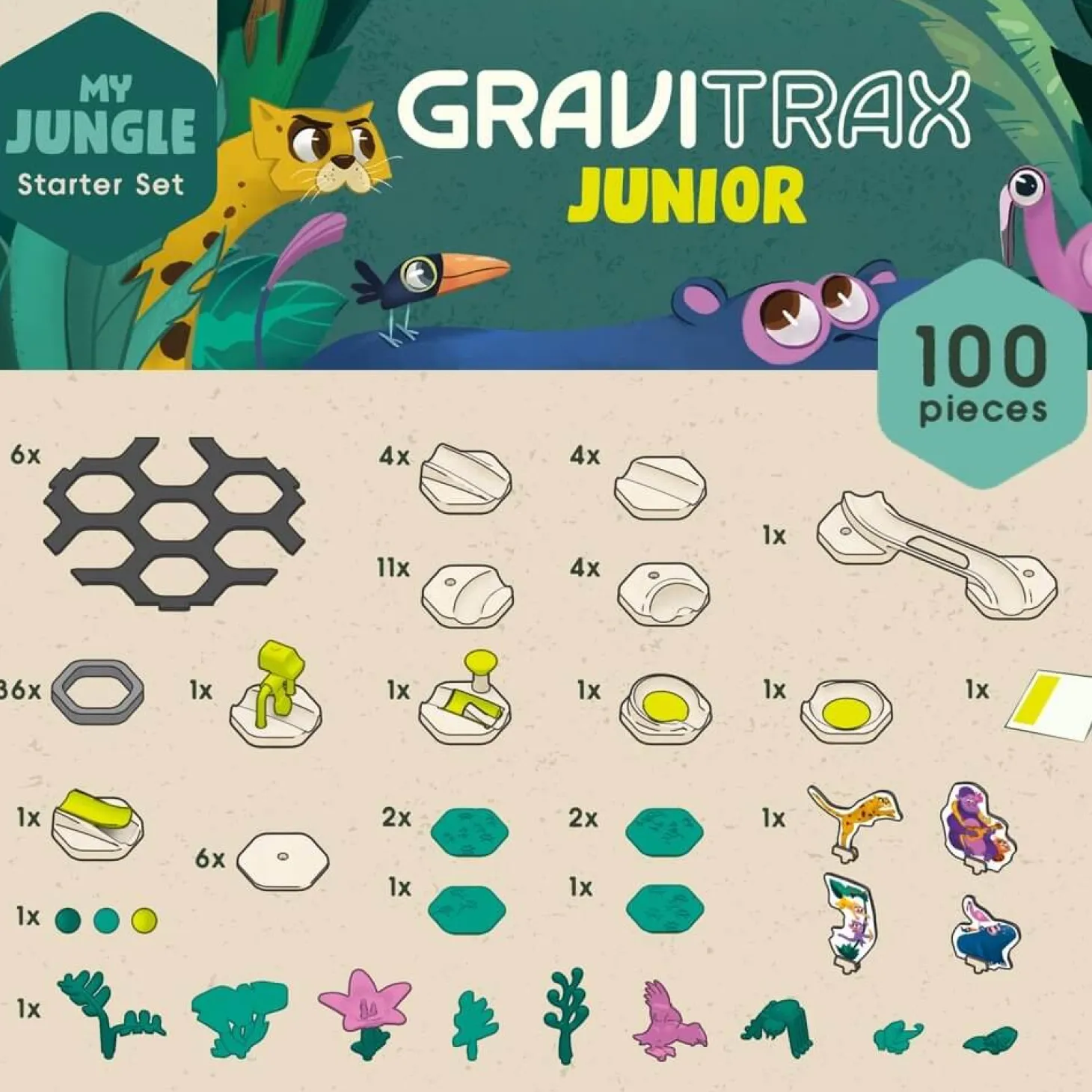 GraviTrax JUNIOR. Zestaw Startowy L - Dżungla, 100 el.