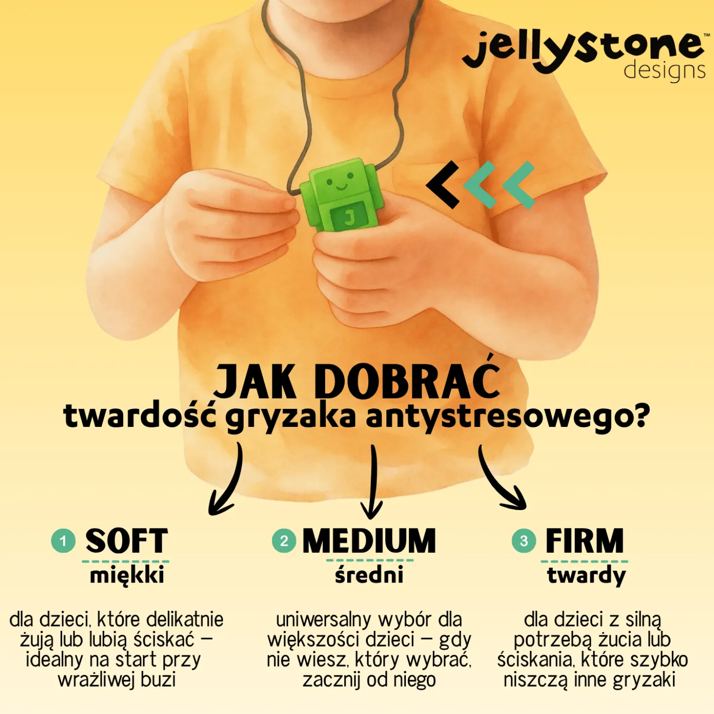 Gryzak terapeutyczny, antystresowy naszyjnik MEDIUM Robot - Grassy Green