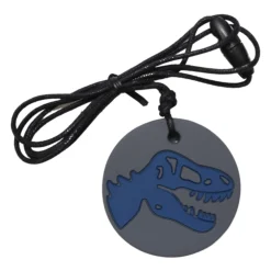 Gryzak terapeutyczny, antystresowy naszyjnik MEDIUM - Dinozaur szary