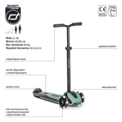 Highwaykick 5 LED Hulajnoga trójkołowa balansowa ze świecącymi kółkami 5+ Forest