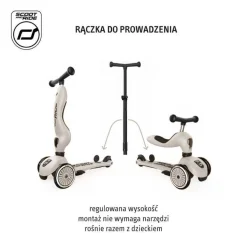Highwaykick1 Push and Go 2w1 Jeździk i hulajnoga z rączką do prowadzenia 1-5 lat Ash