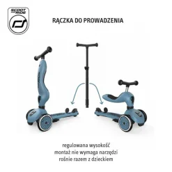 Highwaykick1 Push and Go 2w1 Jeździk i hulajnoga z rączką do prowadzenia 1-5 lat Steel