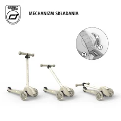 Highwaykick 3S Hulajnoga z systemem sterowania 2w1 i kółkami LED składana 3+ Ash