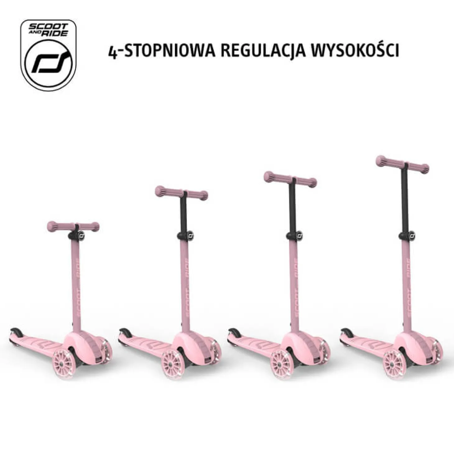 Highwaykick 3S Hulajnoga z systemem sterowania 2w1 i kółkami LED składana 3+ Rose