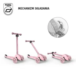 Highwaykick 3S Hulajnoga z systemem sterowania 2w1 i kółkami LED składana 3+ Rose
