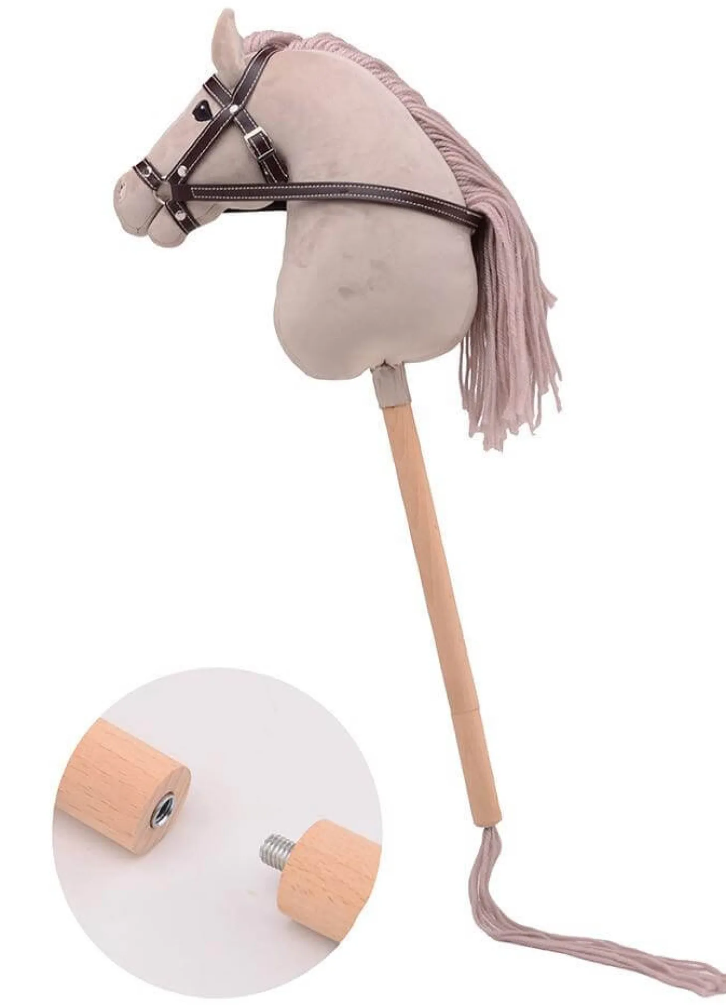 Hobby Horse koń DELUXE na kiju 80cm beige