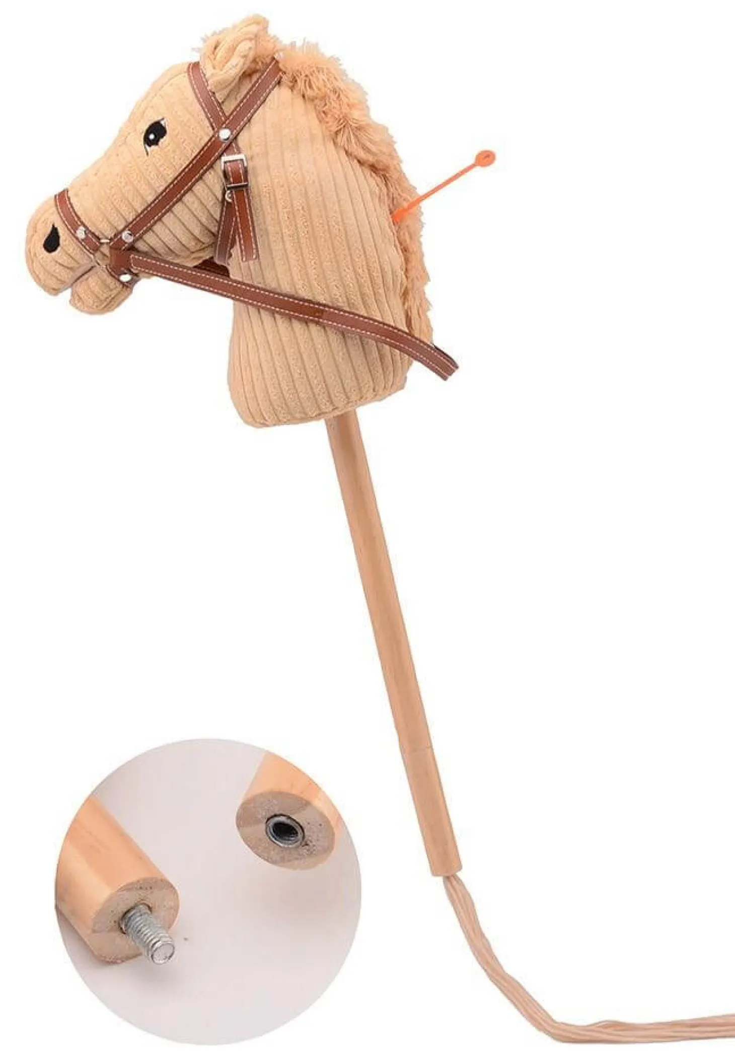 Hobby Horse z funkcją dźwiękową koń LUX na kiju 80cm Beige