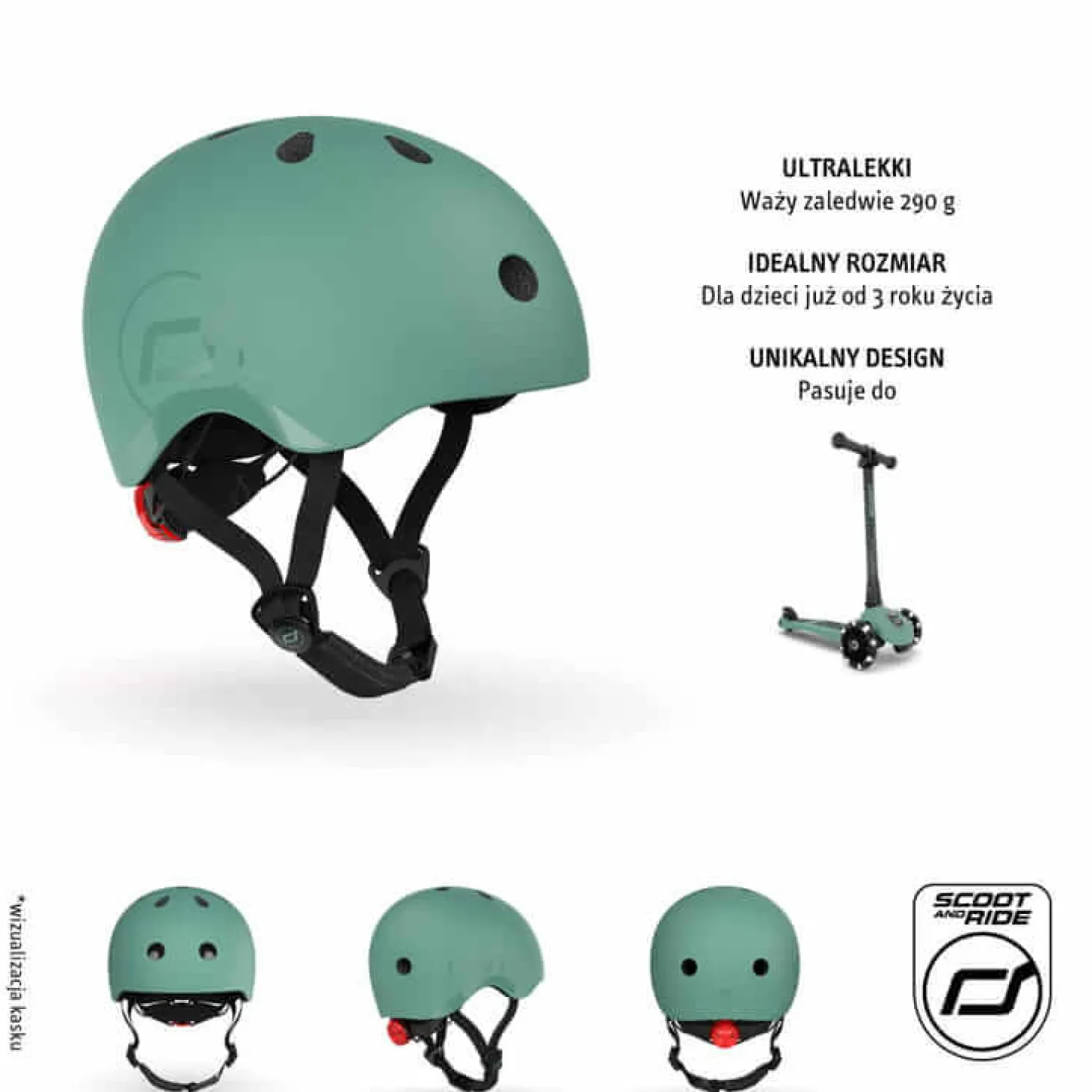 II GATUNEK: Kask S-M dla dzieci 3+ Forest