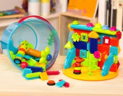 Jungle Adventure Bucket - klocki jeżyki w wiadrze - zestaw DŻUNGLA, 128 elementów