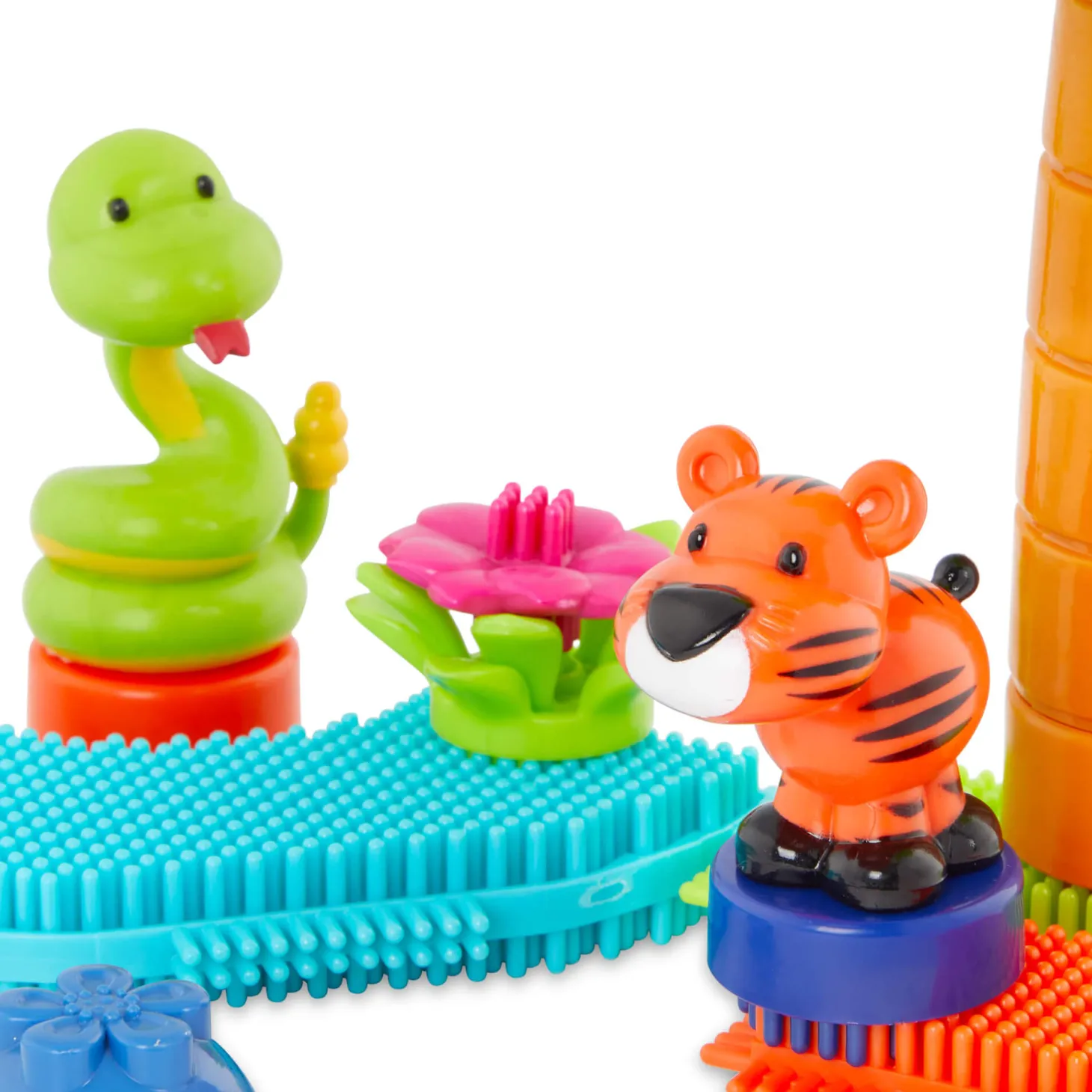 Jungle Adventure Bucket - klocki jeżyki w wiadrze - zestaw DŻUNGLA, 128 elementów