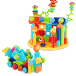 Jungle Adventure Bucket - klocki jeżyki w wiadrze - zestaw DŻUNGLA, 128 elementów
