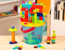 Jungle Adventure Bucket - klocki jeżyki w wiadrze - zestaw DŻUNGLA, 128 elementów
