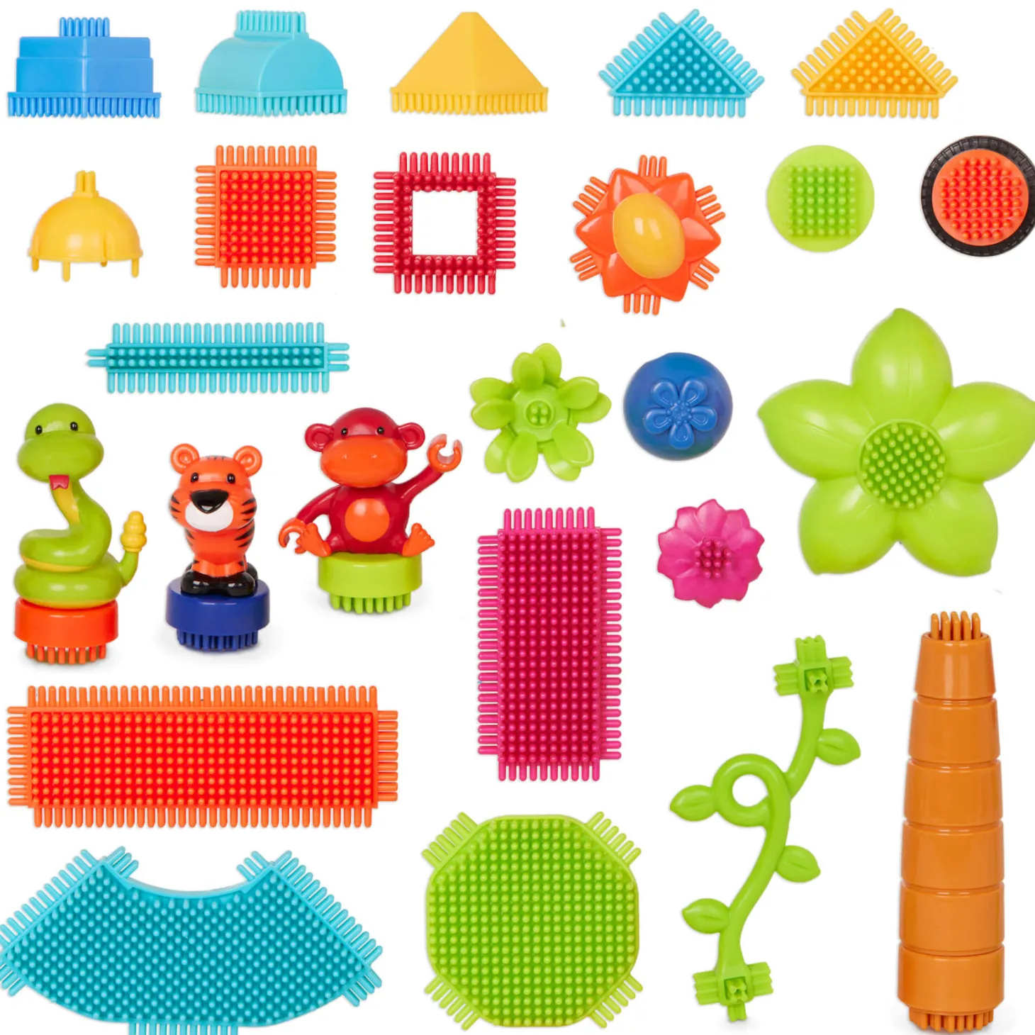 Jungle Adventure Bucket - klocki jeżyki w wiadrze - zestaw DŻUNGLA, 128 elementów