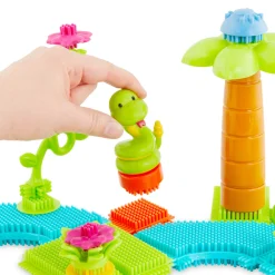 Jungle Adventure Bucket - klocki jeżyki w wiadrze - zestaw DŻUNGLA, 128 elementów
