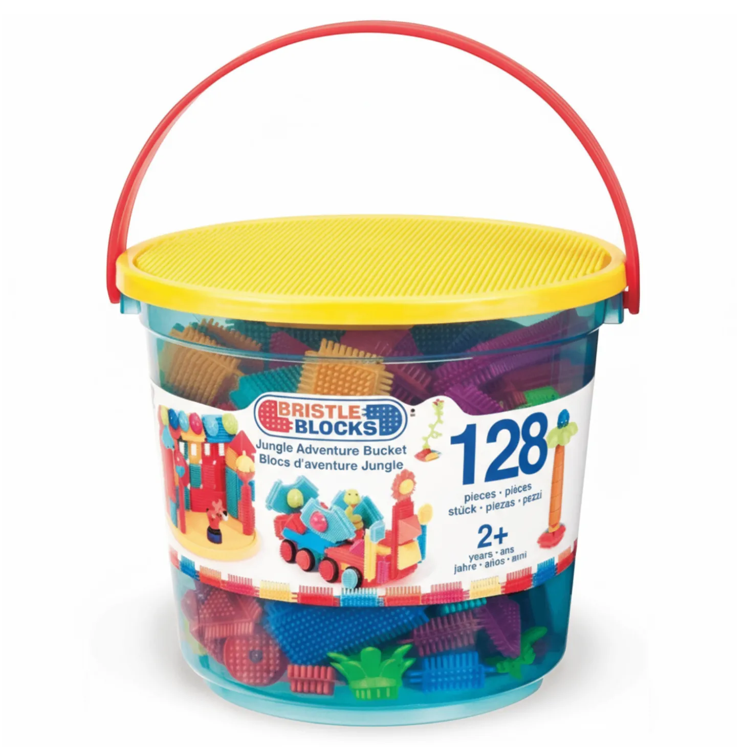 Jungle Adventure Bucket - klocki jeżyki w wiadrze - zestaw DŻUNGLA, 128 elementów
