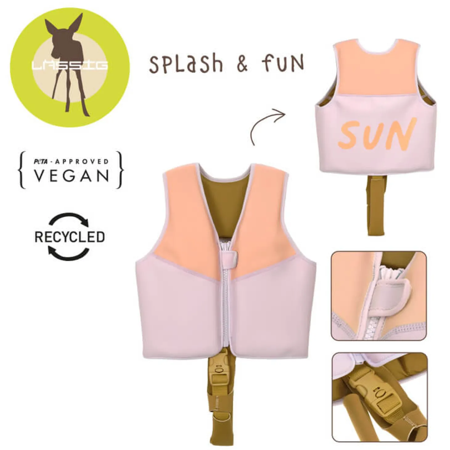 Kamizelka do pływania asekuracyjna dla dzieci Splash & Fun lavender apricot