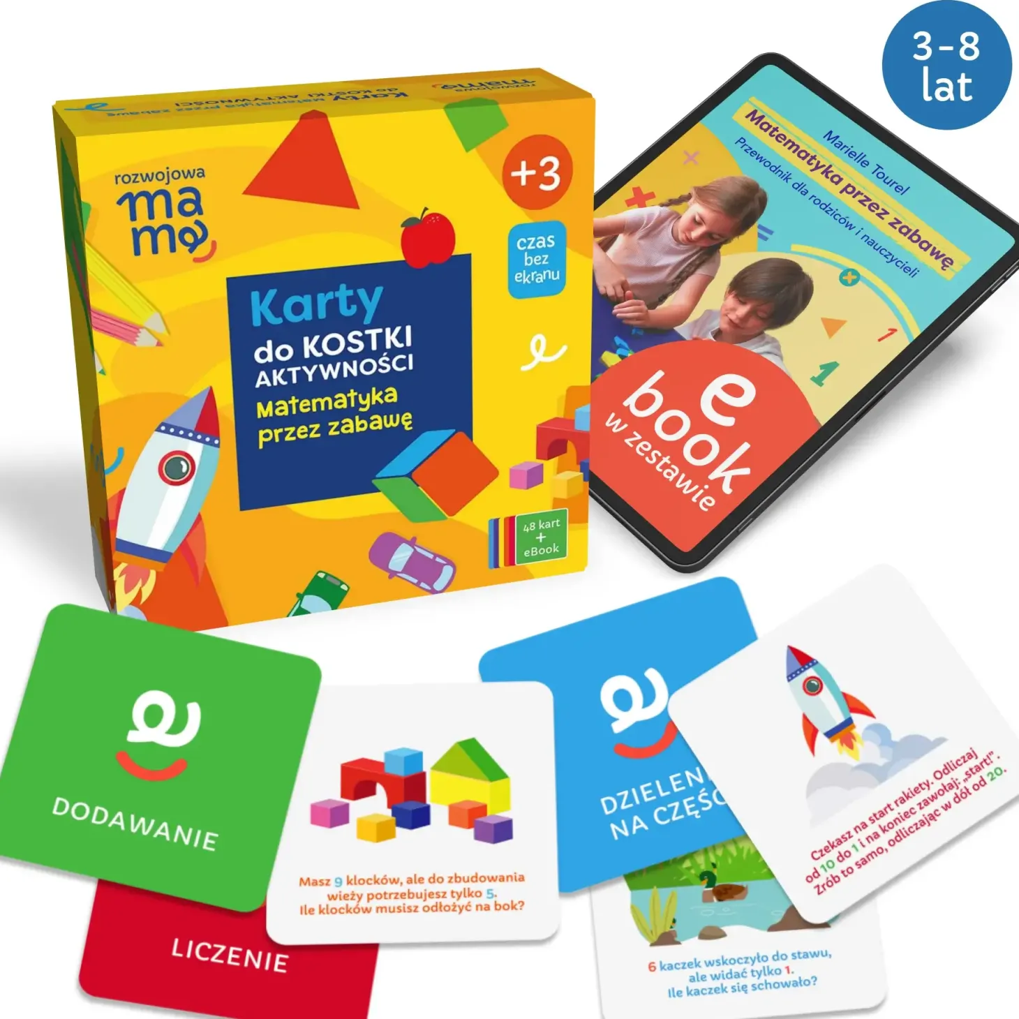 Karty do kostki aktywności - matematyka przez zabawę + mini e-book 3+