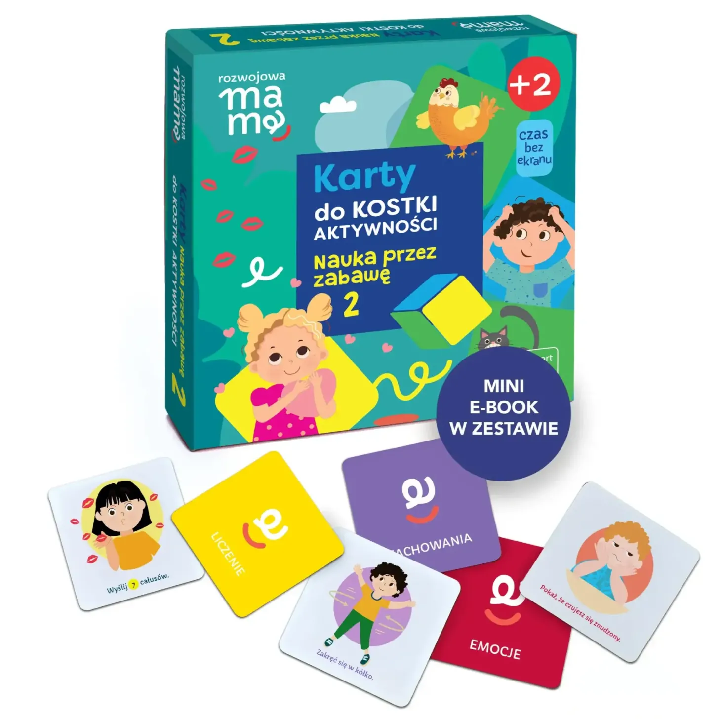 Karty do kostki aktywności - nauka przez zabawę 2 + mini e-book 2+