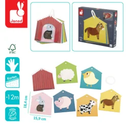 Karty sensoryczne Farma 7 elementów 12 m+
