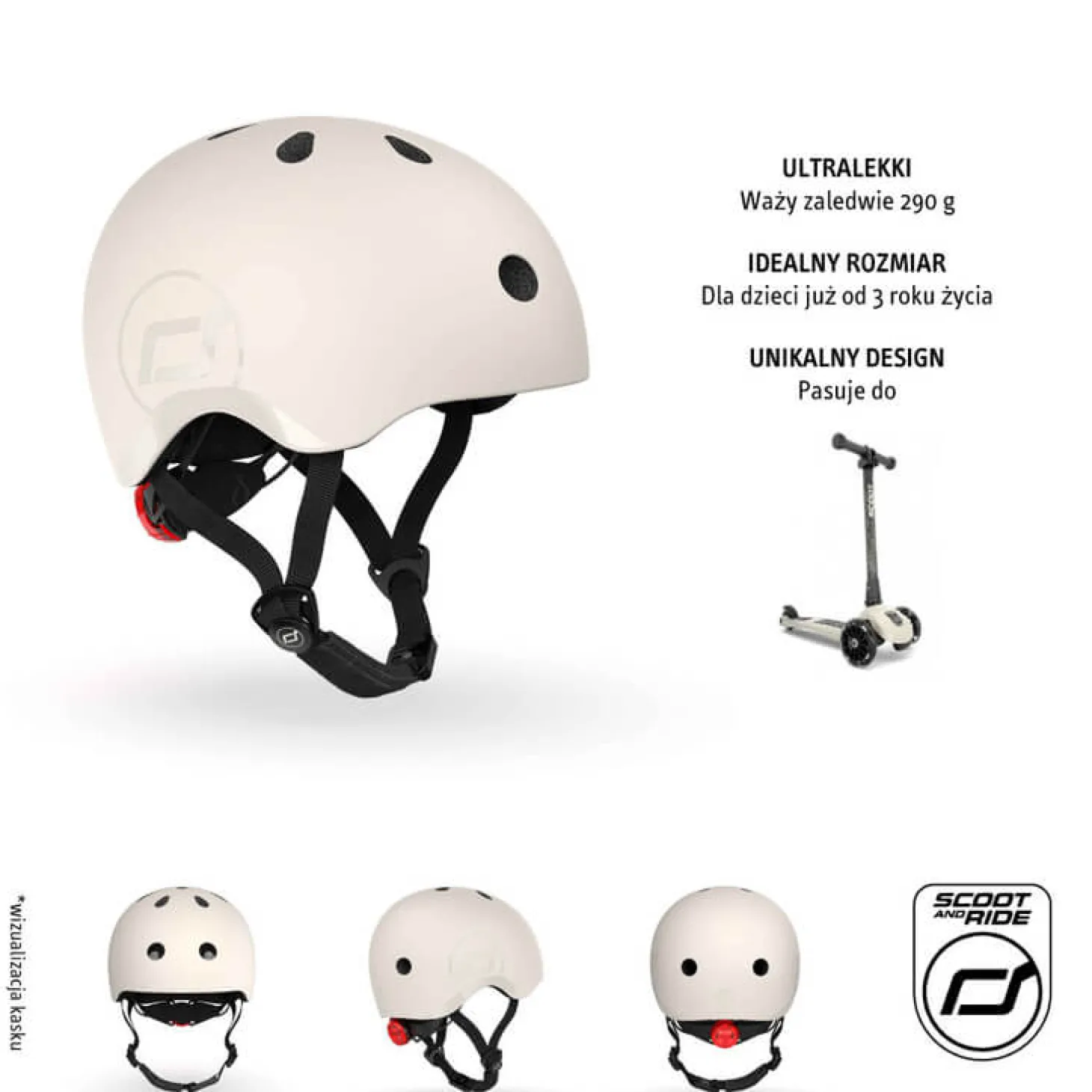 Kask S-M dla dzieci 3+ Ash