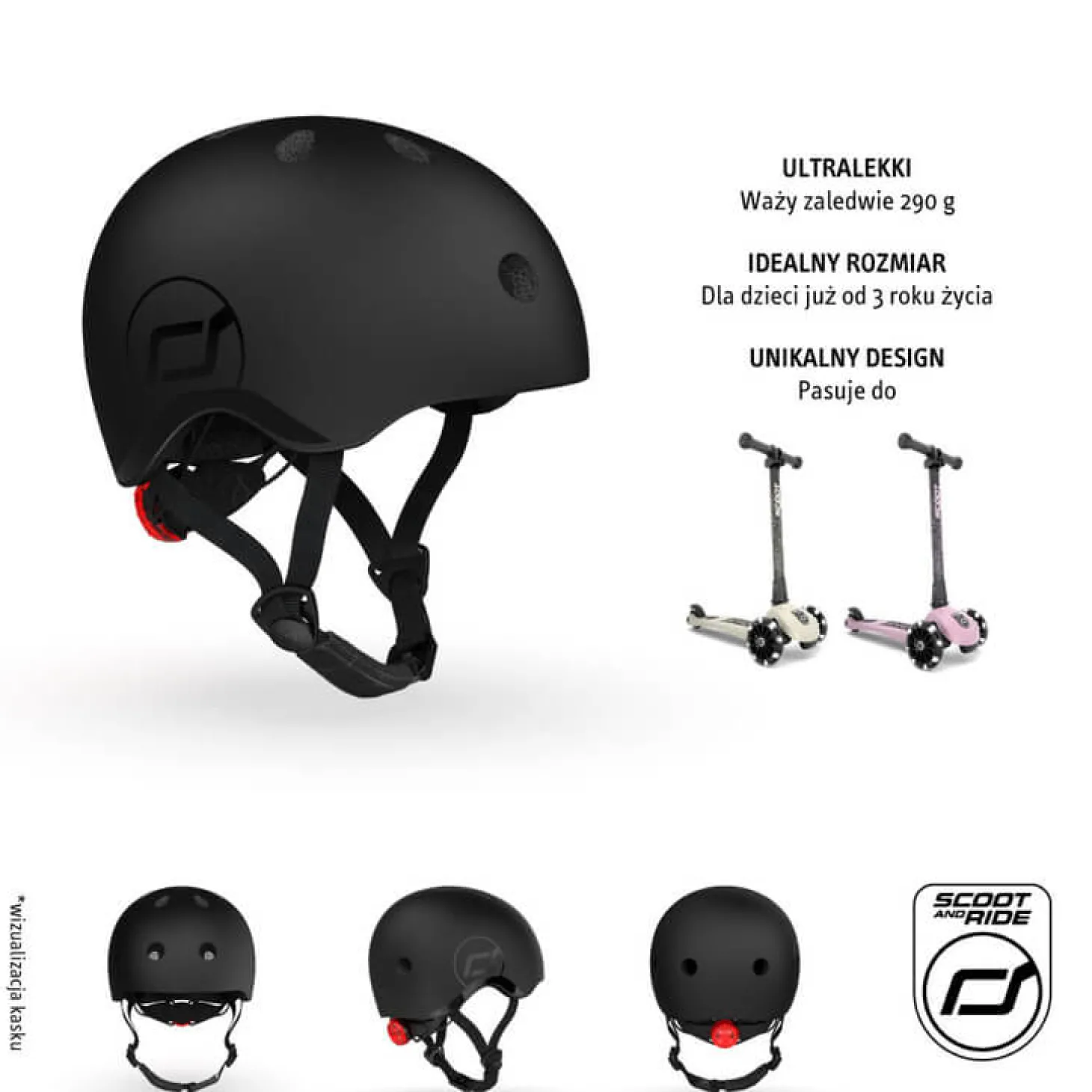 Kask S-M dla dzieci 3+ Black