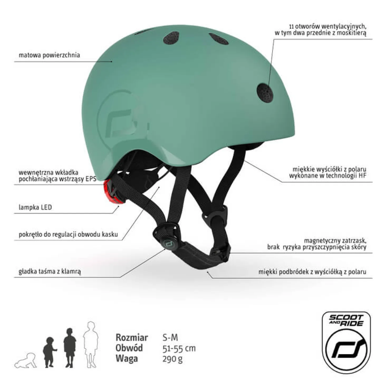 Kask S-M dla dzieci 3+ Forest