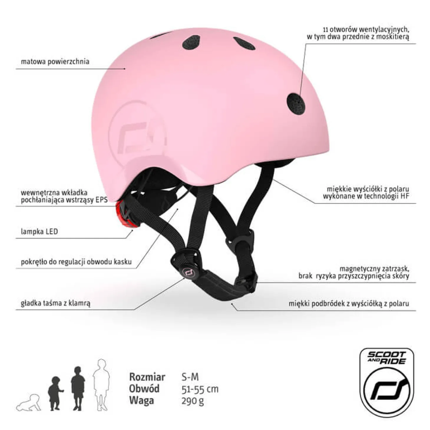 Kask S-M dla dzieci 3+ Rose