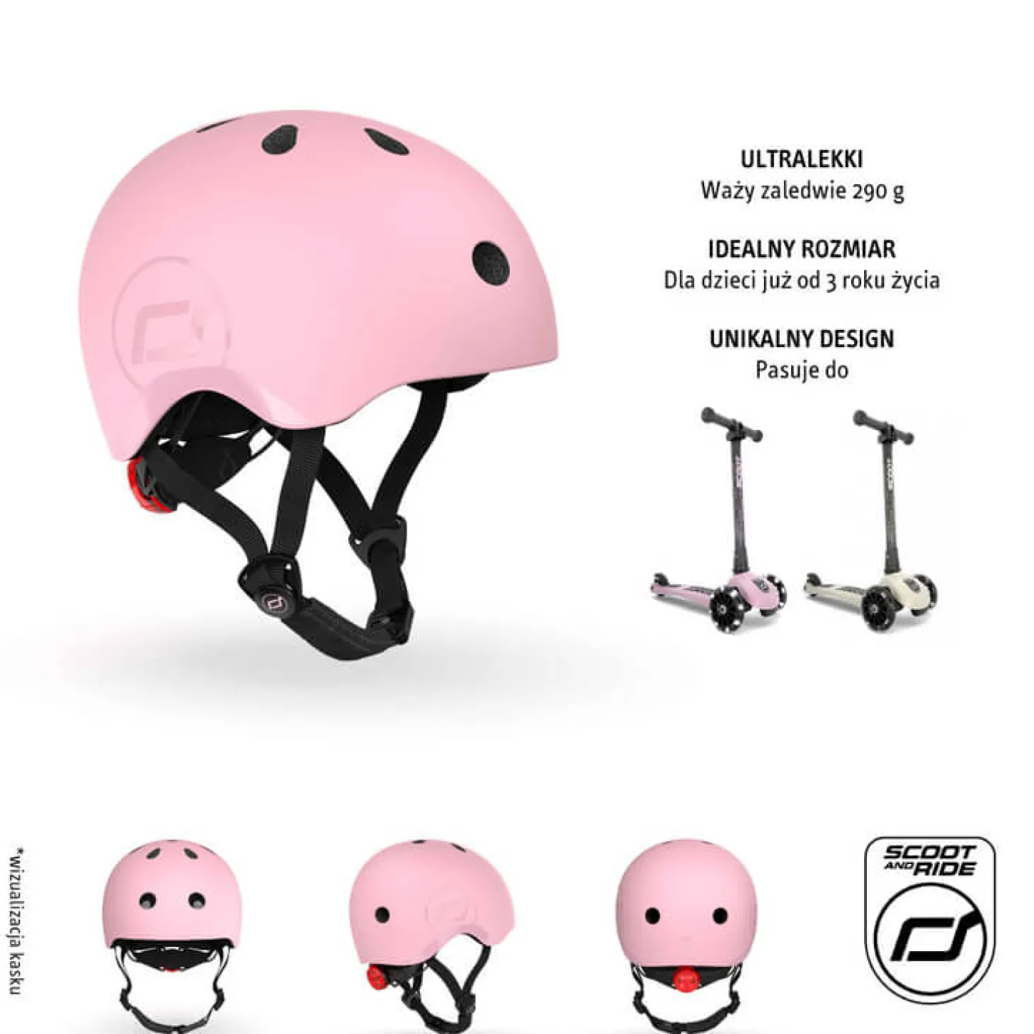 Kask S-M dla dzieci 3+ Rose